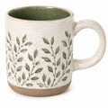 Keramiktasse mit Blattmuster 400ml Grün/Beige