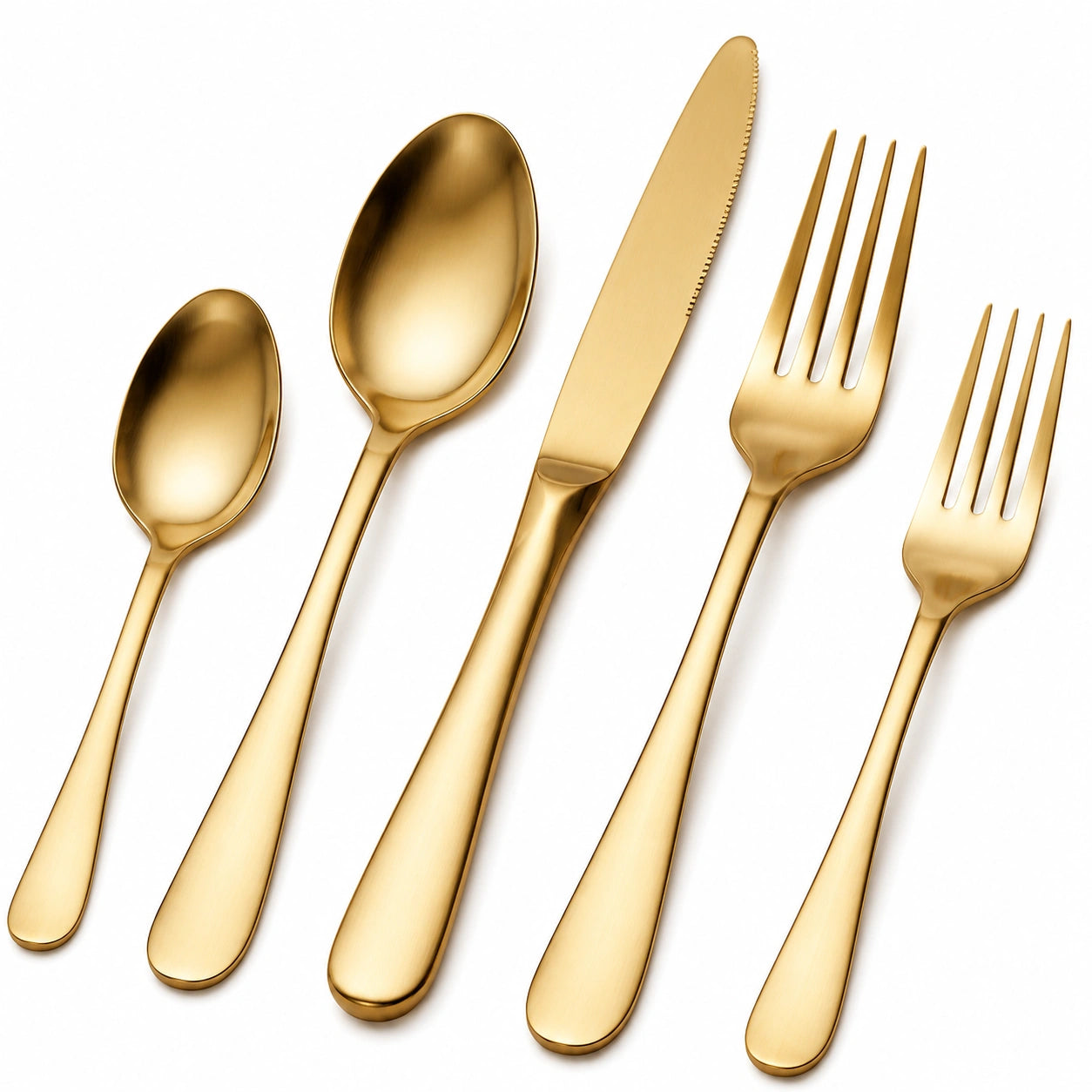 Goldenes 5-teiliges Besteckset aus Edelstahl