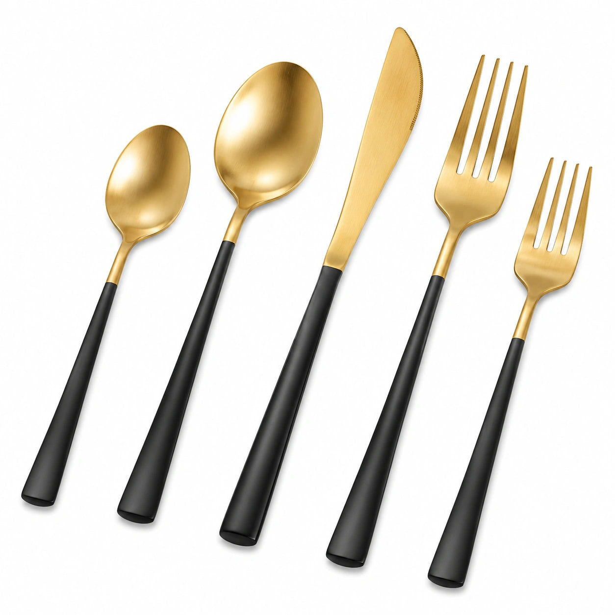 5-teiliges Besteckset Gold Schwarz Edelstahl