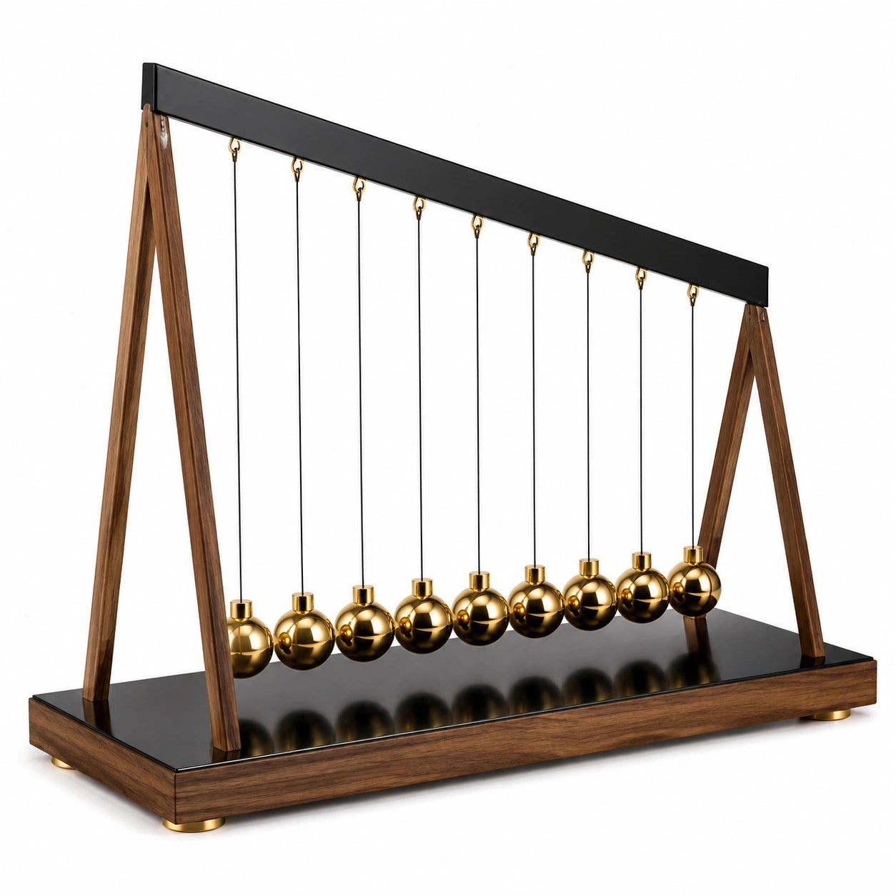 Newtons Pendel Schreibtisch Deko 10 Kugeln Gold Schwarz Braun