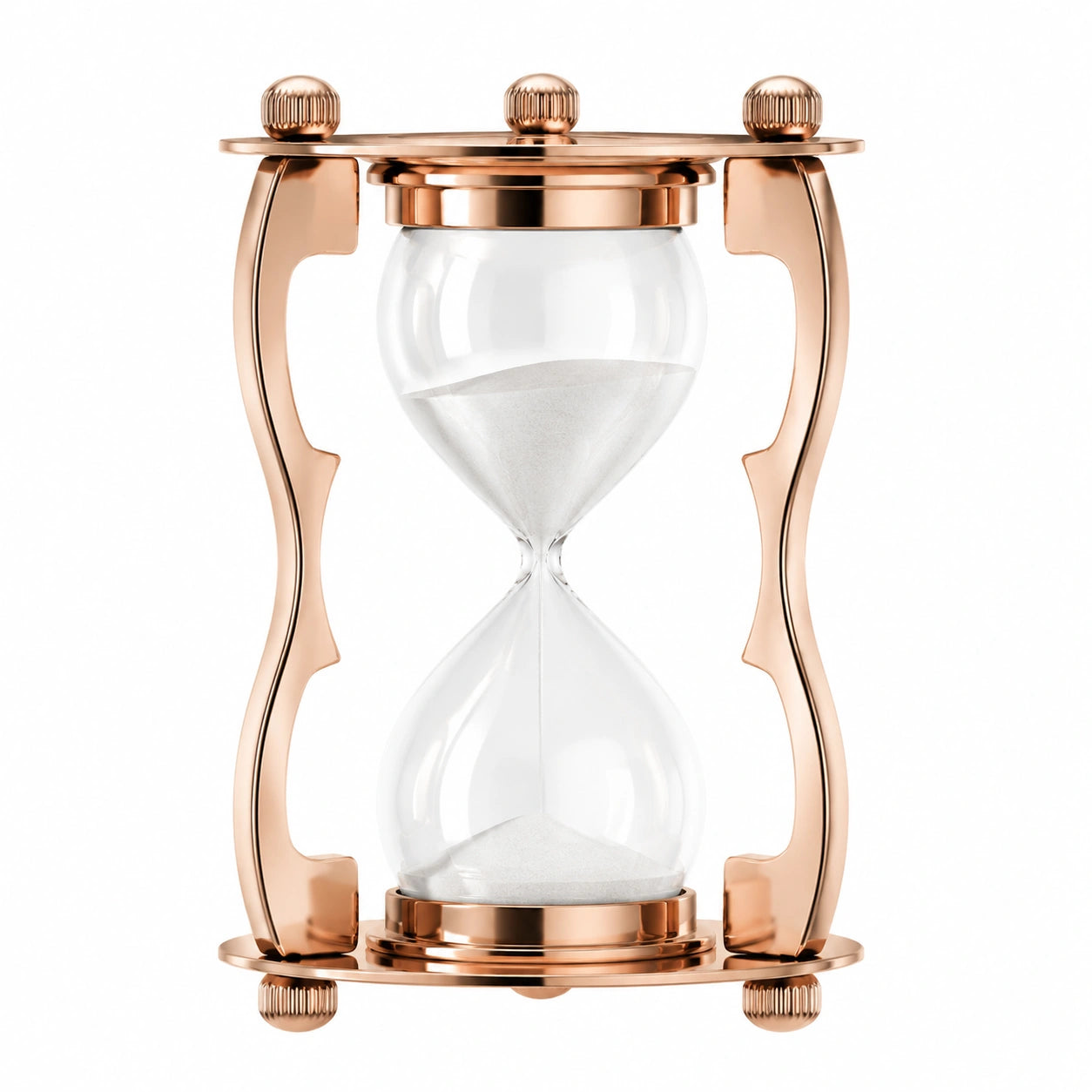 Kupferfarbige Sanduhr mit Metallrahmen, 60 Minuten