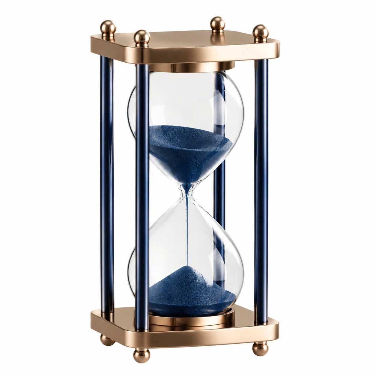 Elegante Sanduhr 15 Minuten in Blau und Gold, Höhe 25 cm