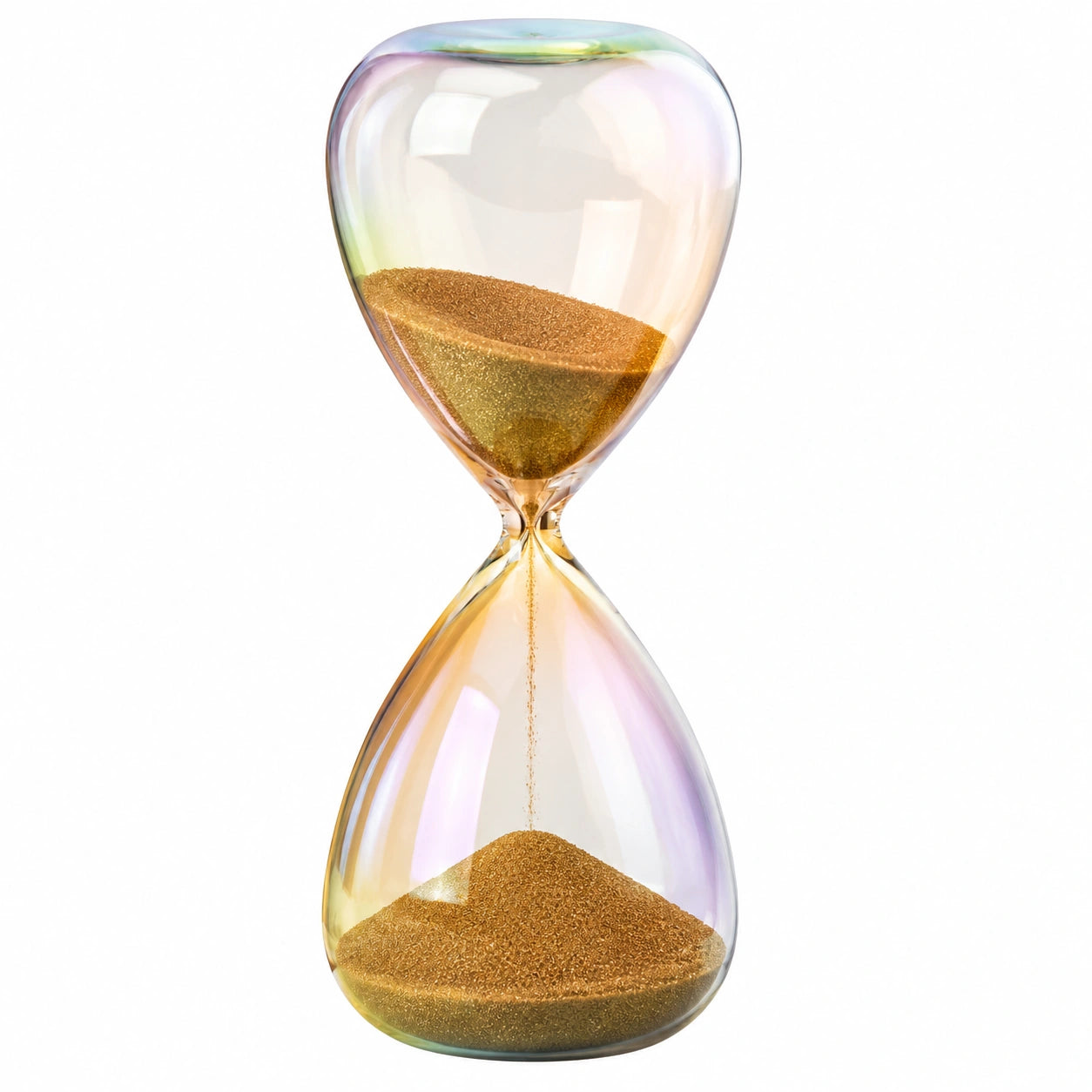 15 cm Regenbogenfarbene Glas-Sanduhr mit Goldsand