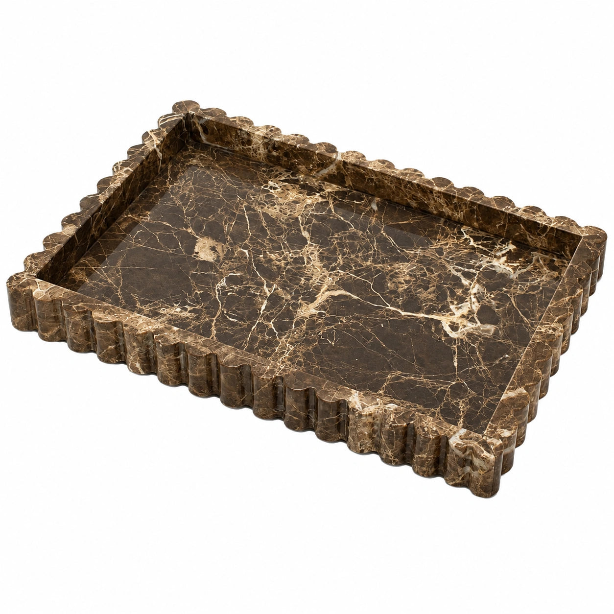 Braunes rechteckiges Marmor-Tablett