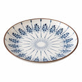 Runder Keramikteller Blau Weiß Floral 25 cm